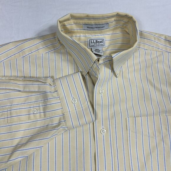 L.L. Bean Other - LL Bean Mens Dress Shirt 17.5-35 Regular Fit Button Front Long Sleeve Stripe